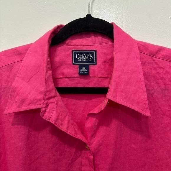 COPY - Chaps Fuchsia Color 100% Linen Buttoned Down Shirt Top Sz XL - Picture 4 of 6